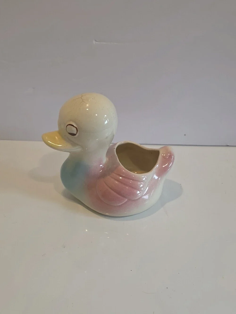 Ceramic Duck Planter - Pastel Pink, Blue & Cream